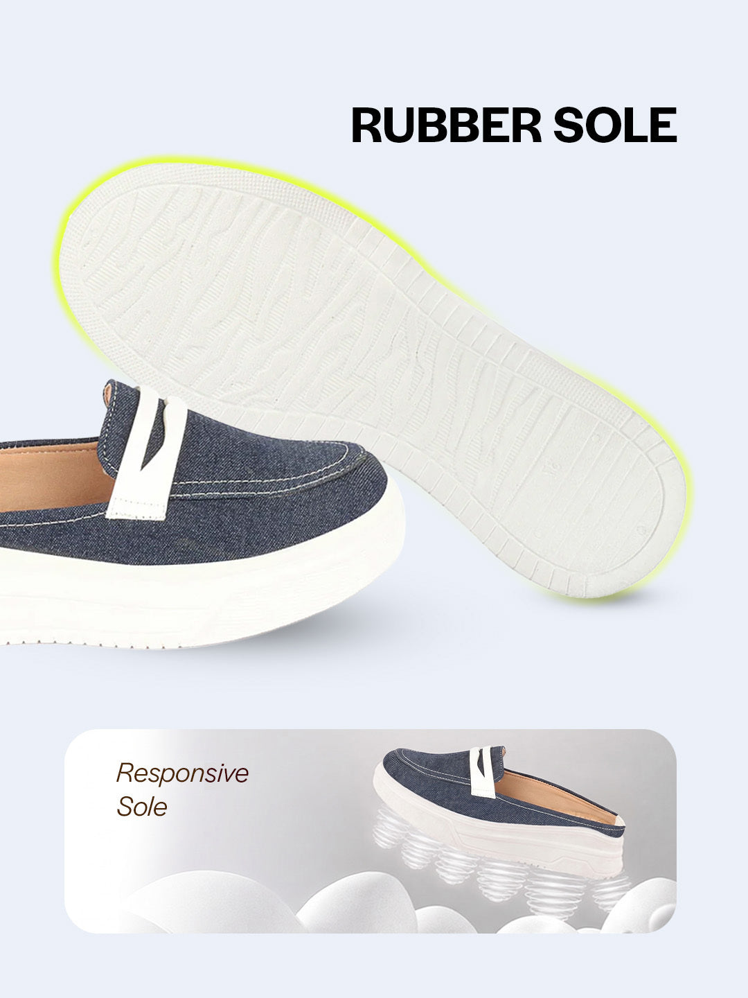 women navy blue fashion outdoor height enhancer open back slip on upper denim casual shoes