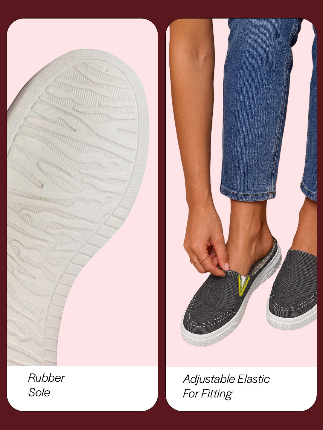 women grey fashion classic stitched upper denim open back slip on height enhancer casual shoes