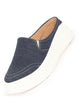 Women Navy Blue Fashion Classic Stitched Upper Denim Open Back Slip On Height Enhancer Casual Shoes