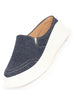Women Navy Blue Fashion Classic Stitched Upper Denim Open Back Slip On Height Enhancer Casual Shoes