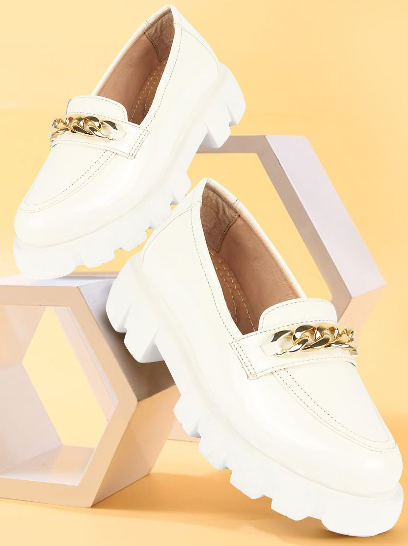 Shop Women's White Patent Leather Casual Loafer Online - Main Image