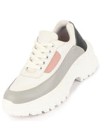 Shop Women Grey Colorblocked Casual Lace Up Sneaker Shoes Online.