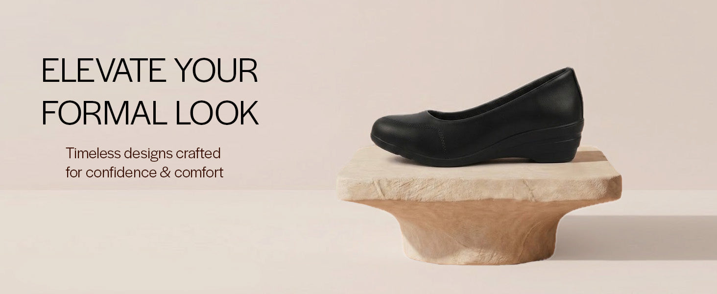 Women Cheeku Formal Platform Wedge Heel Slip On Ballerina Shoes