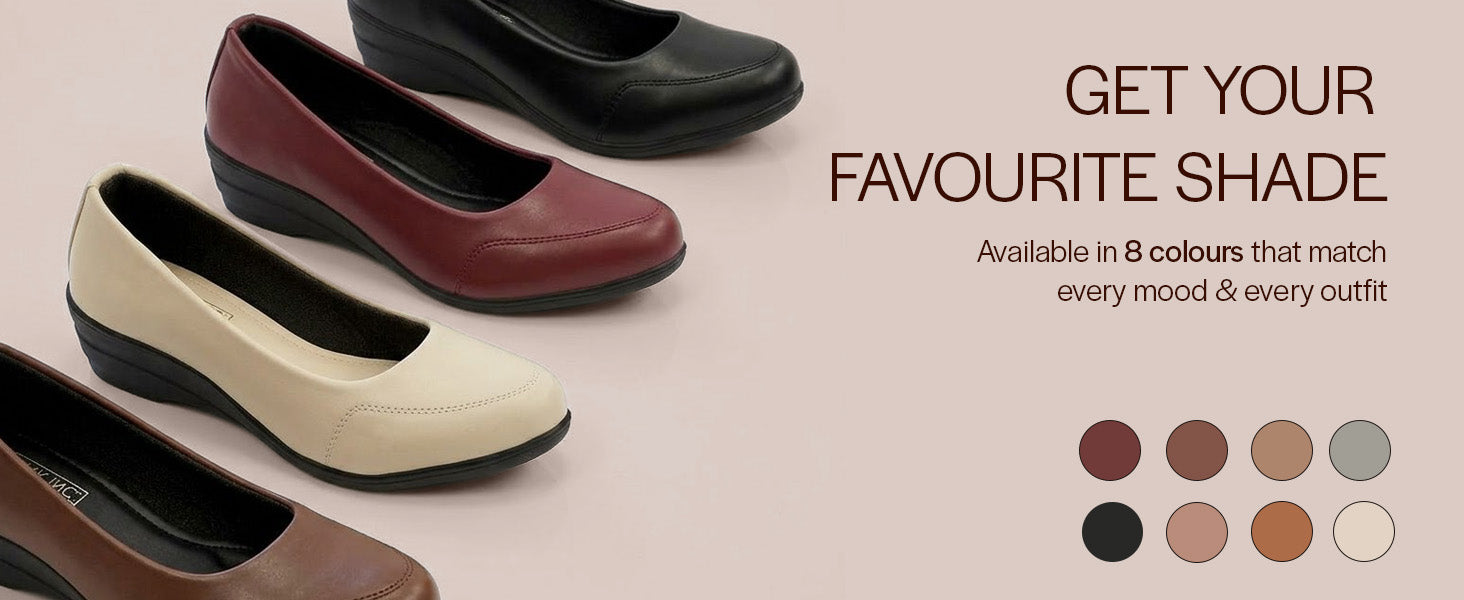 Women Cheeku Formal Platform Wedge Heel Slip On Ballerina Shoes