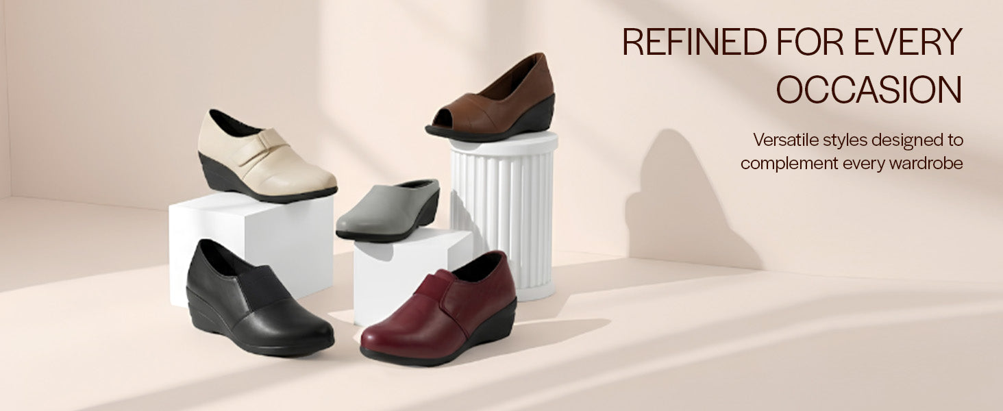 Women Cheeku Formal Platform Wedge Heel Slip On Ballerina Shoes