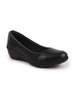 Women Black Formal Platform Wedge Heel Slip On Ballerina Shoes