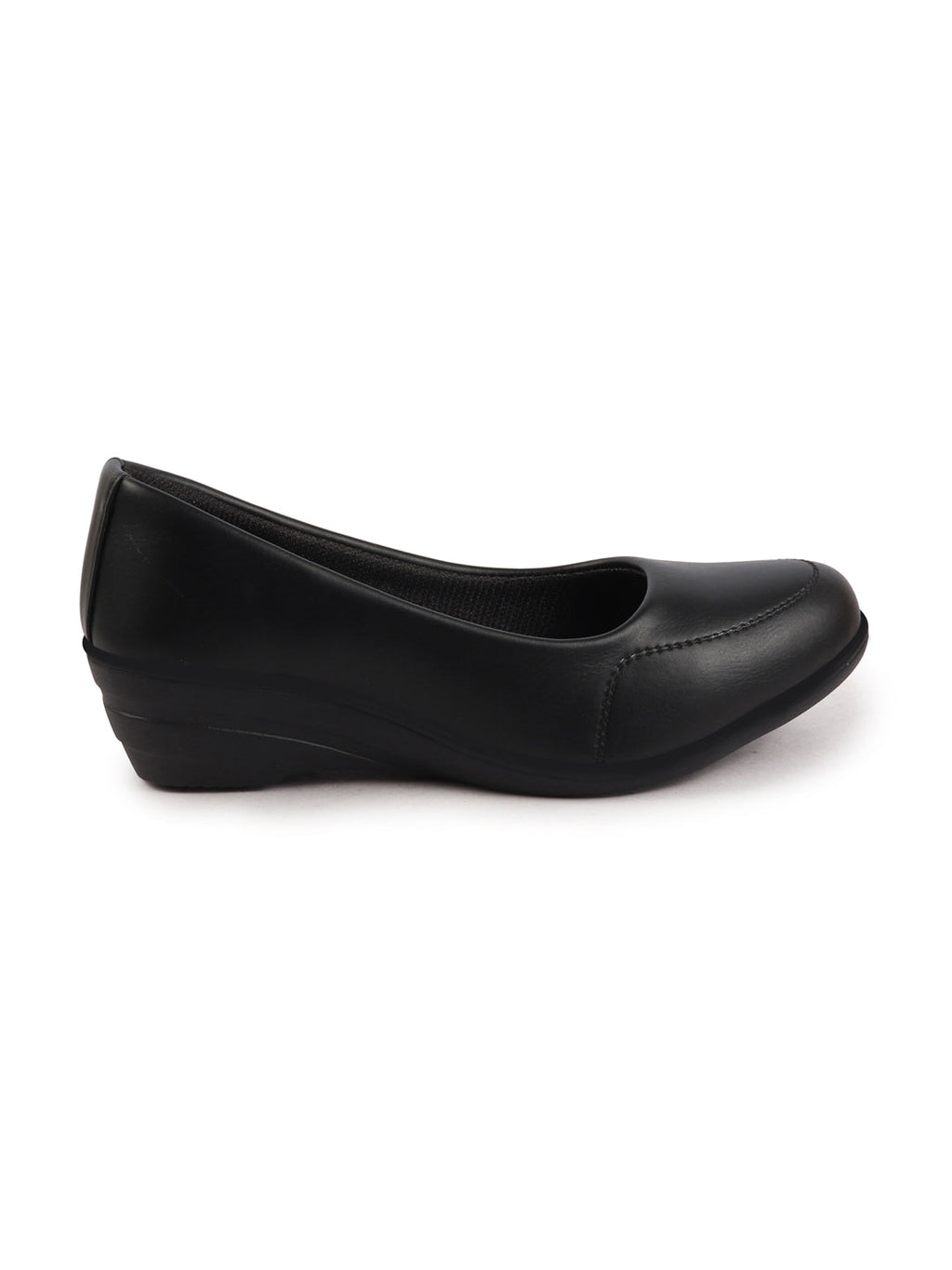 Shop Women Black Formal Platform Wedge Heel Slip On Ballerina Shoes Online.