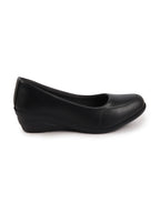 Shop Women Black Formal Platform Wedge Heel Slip On Ballerina Shoes Online.