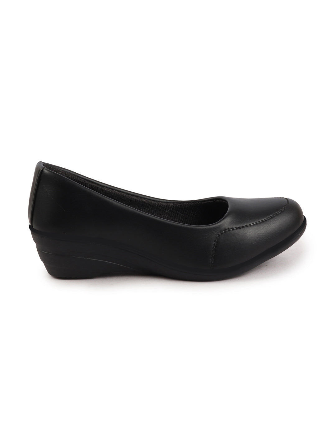 Shop Women Black Formal Platform Wedge Heel Slip On Ballerina Shoes Online.