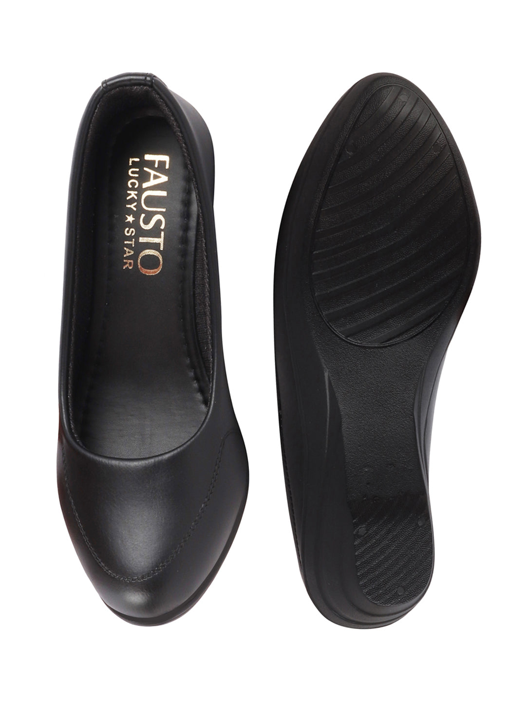 Shop Women Black Formal Platform Wedge Heel Slip On Ballerina Shoes Online.