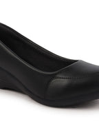 Shop Women Black Formal Platform Wedge Heel Slip On Ballerina Shoes Online.