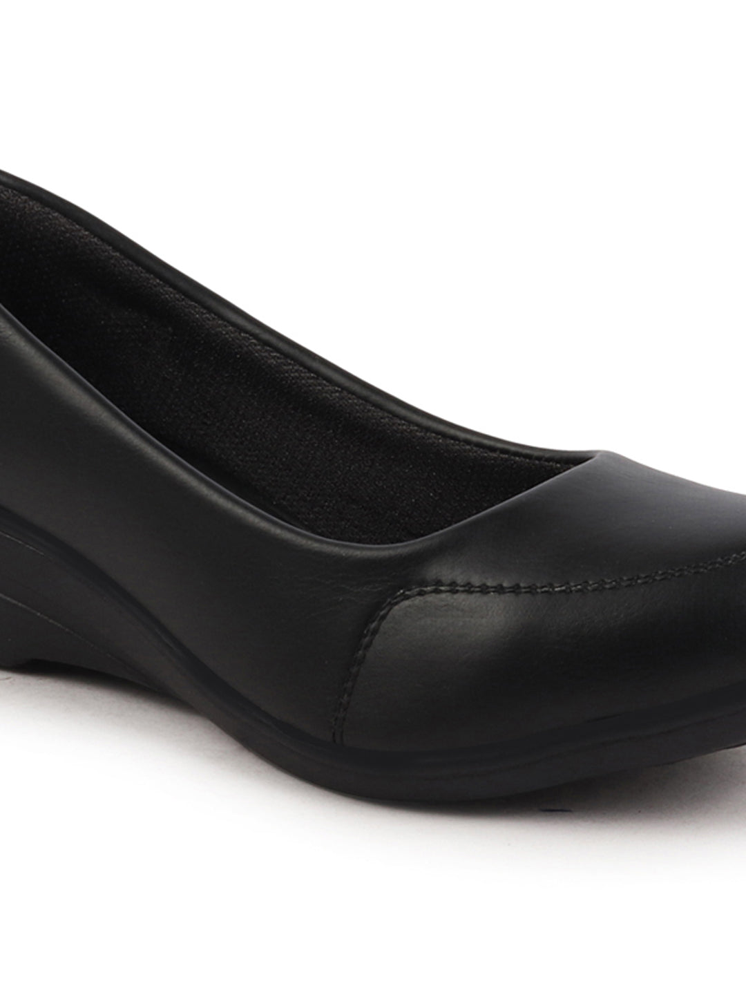 Shop Women Black Formal Platform Wedge Heel Slip On Ballerina Shoes Online.
