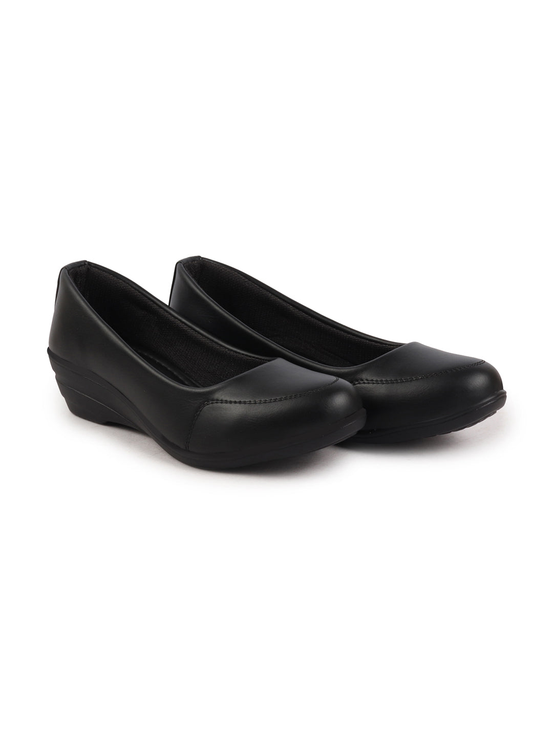 Shop Women Black Formal Platform Wedge Heel Slip On Ballerina Shoes Online.