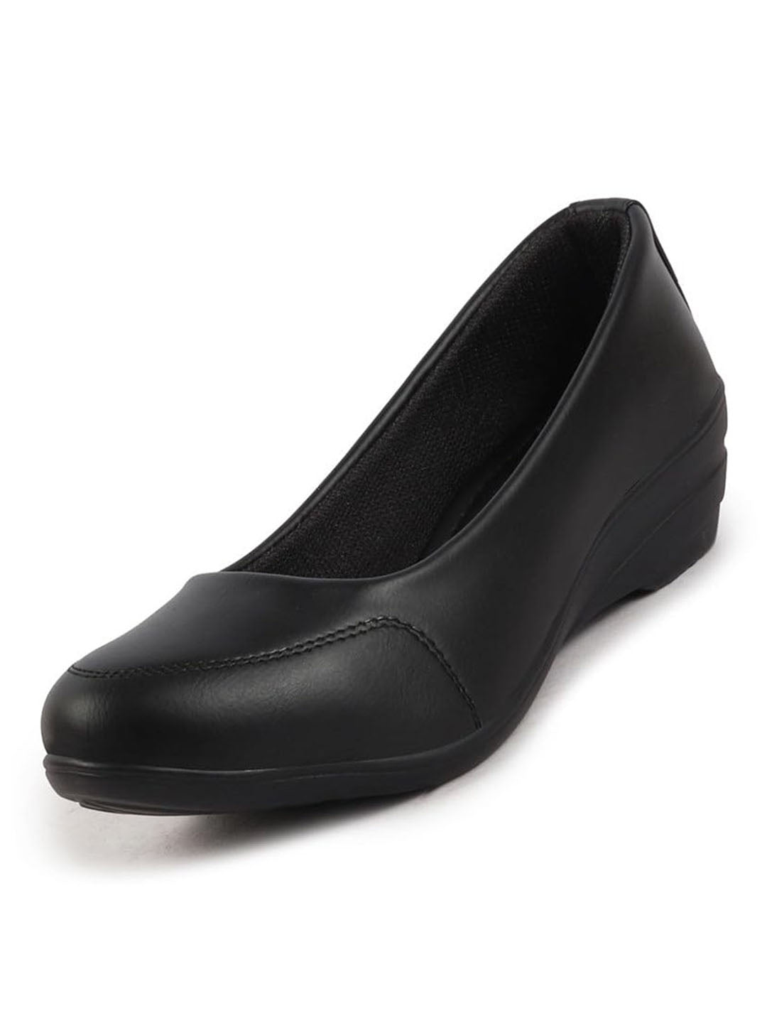 Shop Women Black Formal Platform Wedge Heel Slip On Ballerina Shoes Online.