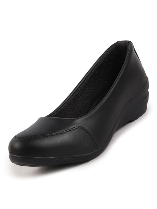 Shop Women Black Formal Platform Wedge Heel Slip On Ballerina Shoes Online.