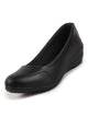 Women Black Formal Platform Wedge Heel Slip On Ballerina Shoes