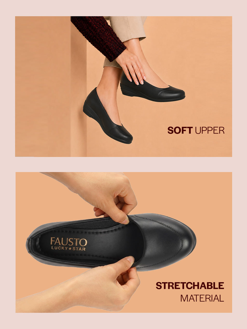 Shop Women Black Formal Platform Wedge Heel Slip On Ballerina Shoes Online.