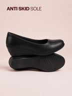Shop Women Black Formal Platform Wedge Heel Slip On Ballerina Shoes Online.