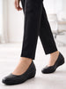 Women Black Formal Platform Wedge Heel Slip On Ballerina Shoes