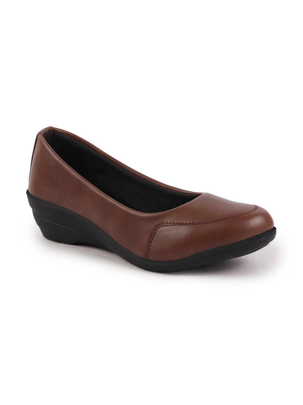 Shop Women Brown Formal Platform Wedge Heel Slip On Ballerina Shoes Online.
