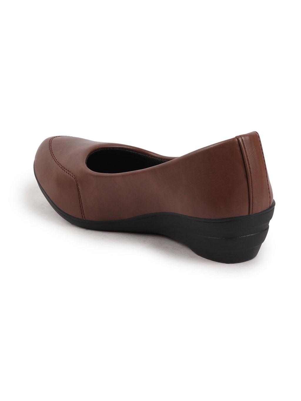 Shop Women Brown Formal Platform Wedge Heel Slip On Ballerina Shoes Online.