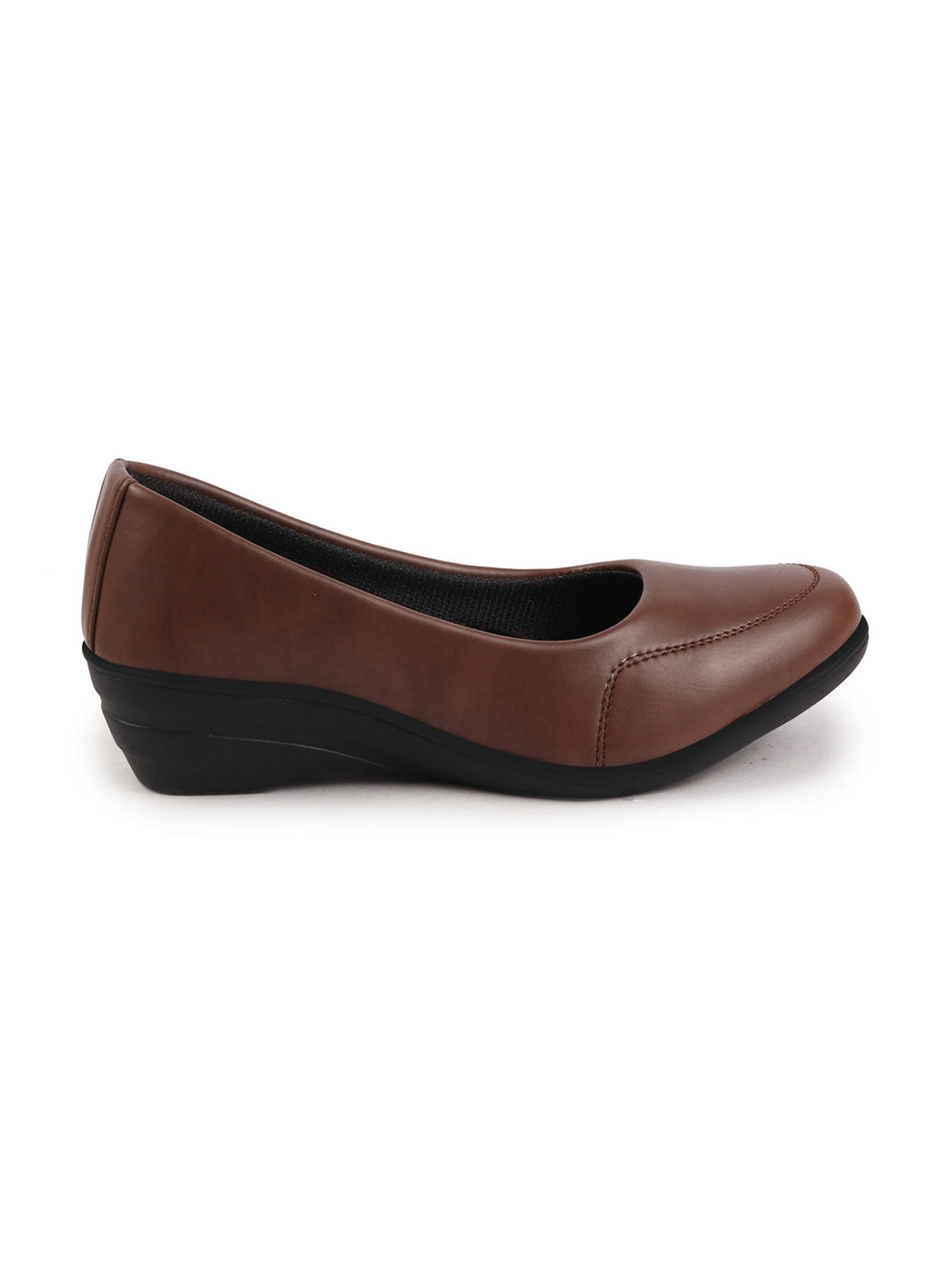 Shop Women Brown Formal Platform Wedge Heel Slip On Ballerina Shoes Online.