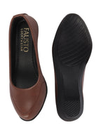 Shop Women Brown Formal Platform Wedge Heel Slip On Ballerina Shoes Online.