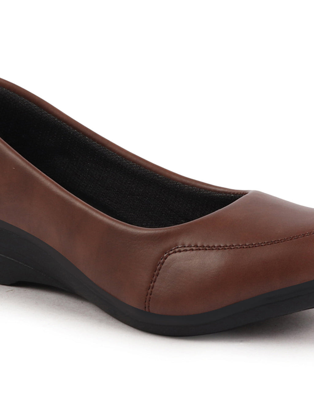 Shop Women Brown Formal Platform Wedge Heel Slip On Ballerina Shoes Online.