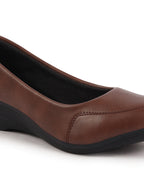Shop Women Brown Formal Platform Wedge Heel Slip On Ballerina Shoes Online.