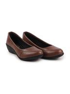 Shop Women Brown Formal Platform Wedge Heel Slip On Ballerina Shoes Online.
