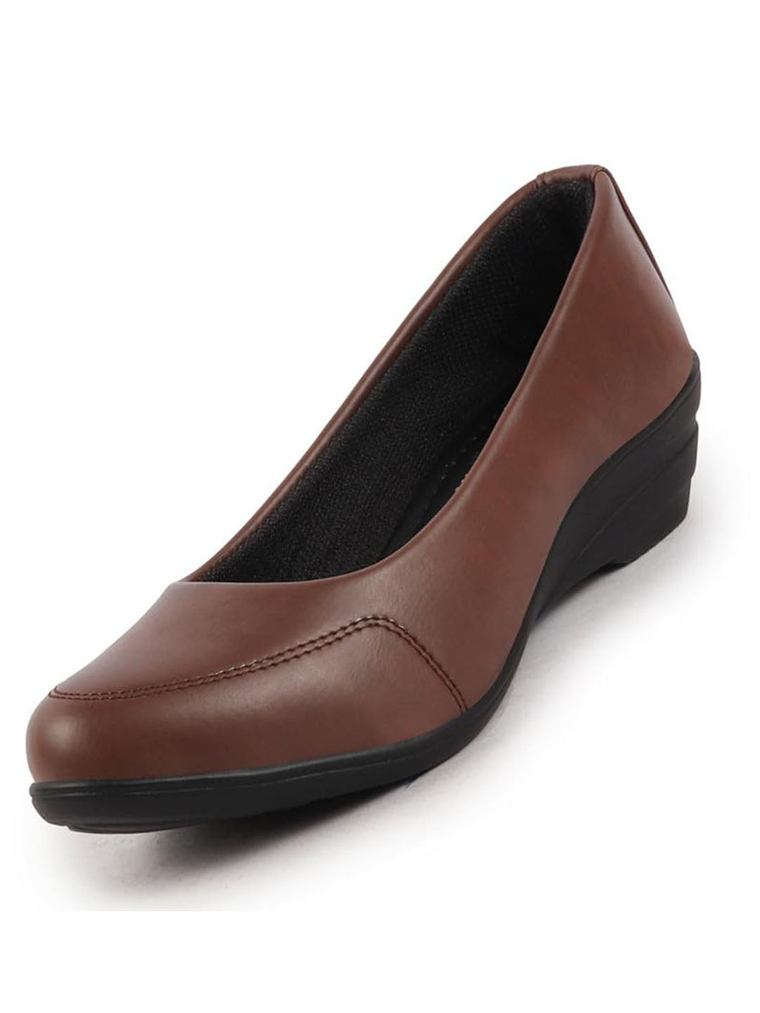 Shop Women Brown Formal Platform Wedge Heel Slip On Ballerina Shoes Online.