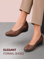 Shop Women Brown Formal Platform Wedge Heel Slip On Ballerina Shoes Online.