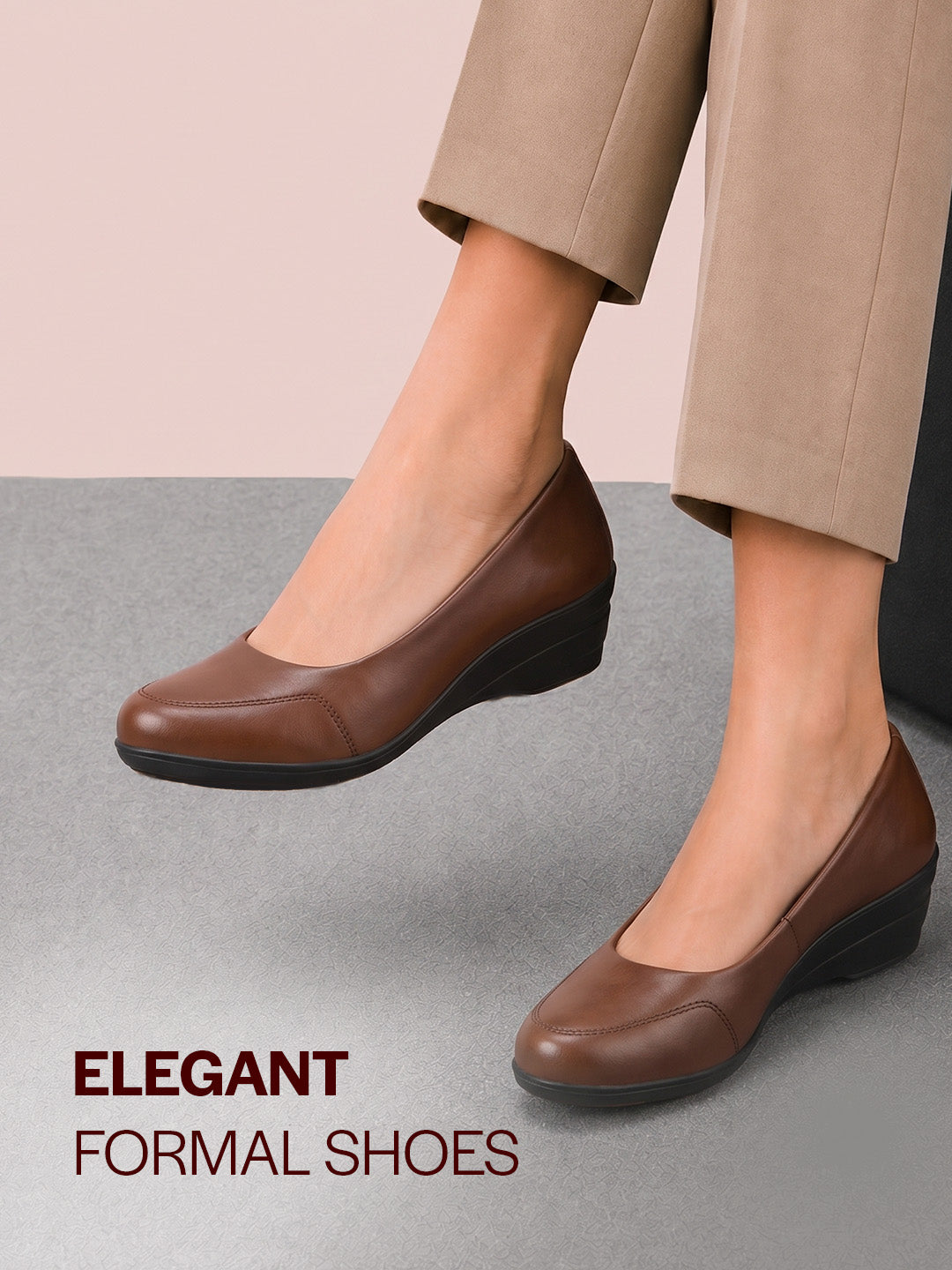Shop Women Brown Formal Platform Wedge Heel Slip On Ballerina Shoes Online.