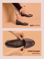Shop Women Brown Formal Platform Wedge Heel Slip On Ballerina Shoes Online.