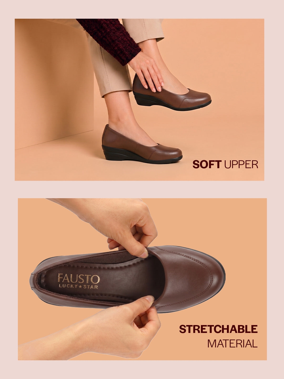 Shop Women Brown Formal Platform Wedge Heel Slip On Ballerina Shoes Online.