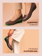 Shop Women Brown Formal Platform Wedge Heel Slip On Ballerina Shoes Online.