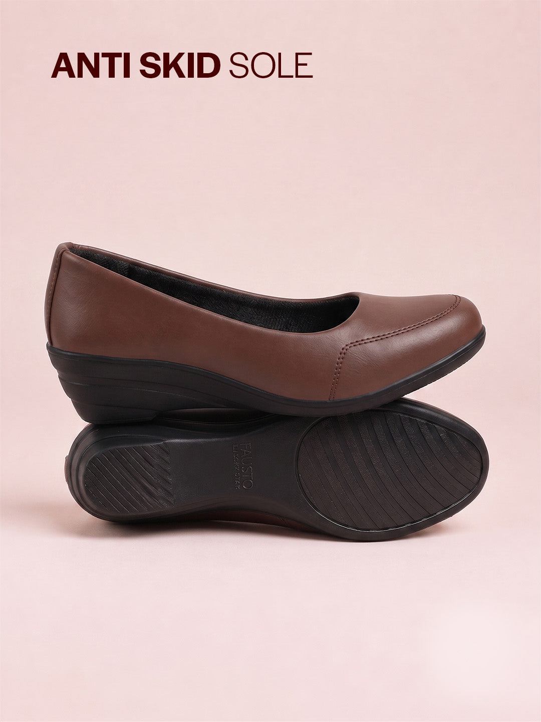Shop Women Brown Formal Platform Wedge Heel Slip On Ballerina Shoes Online.