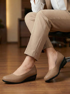 Women Cheeku Formal Platform Wedge Heel Slip On Ballerina Shoes