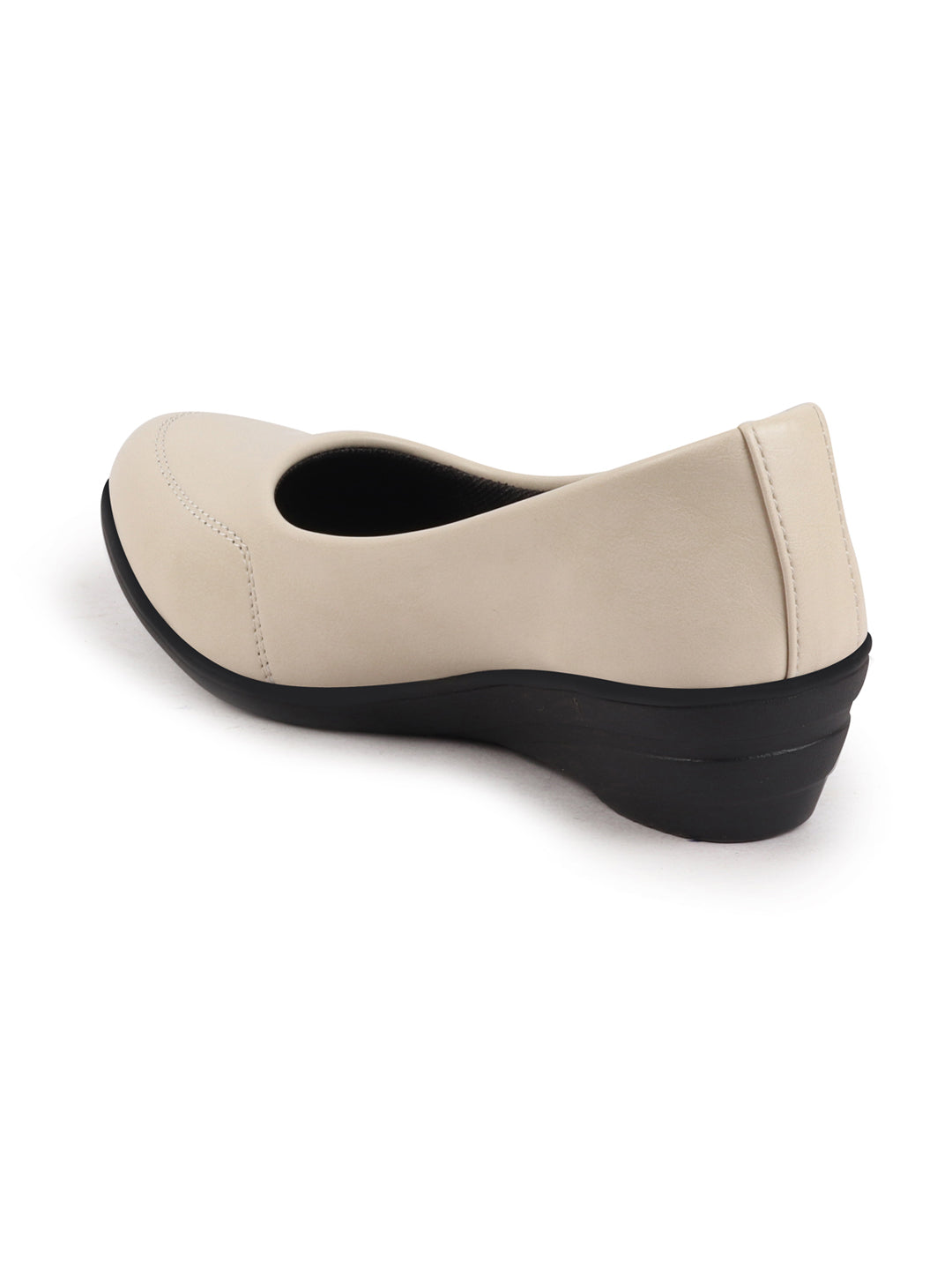 Shop Women Cream Formal Platform Wedge Heel Slip On Ballerina Shoes Online.