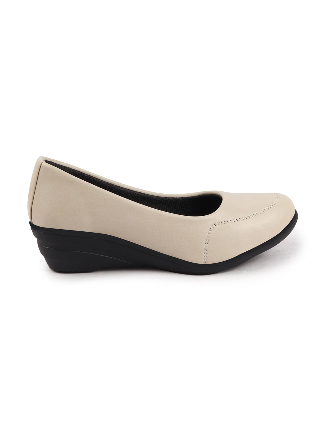 Shop Women Cream Formal Platform Wedge Heel Slip On Ballerina Shoes Online.