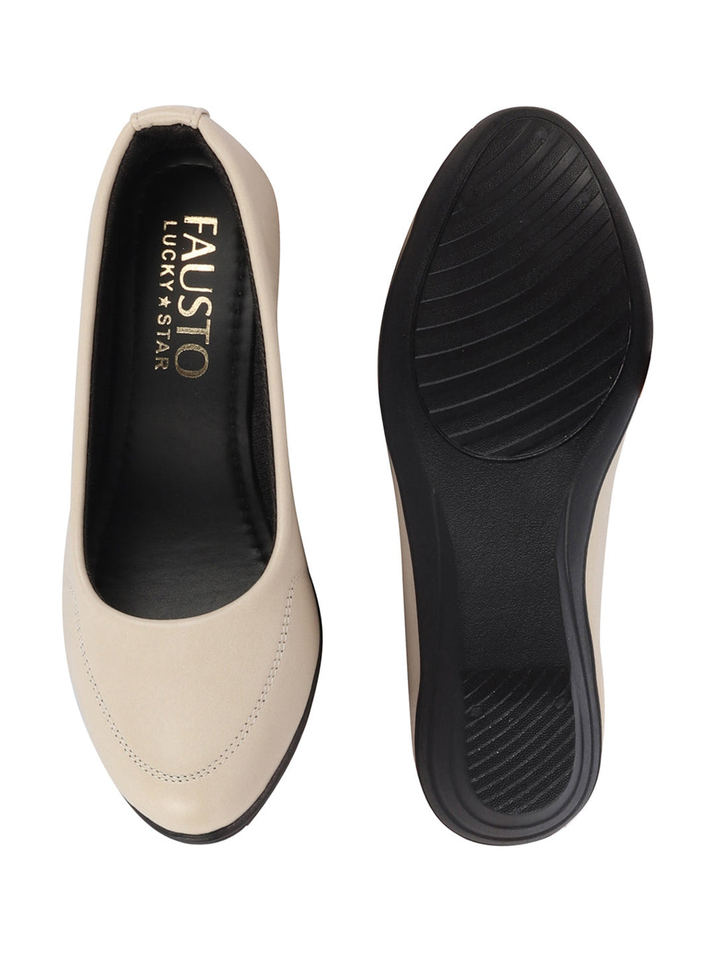 Shop Women Cream Formal Platform Wedge Heel Slip On Ballerina Shoes Online.