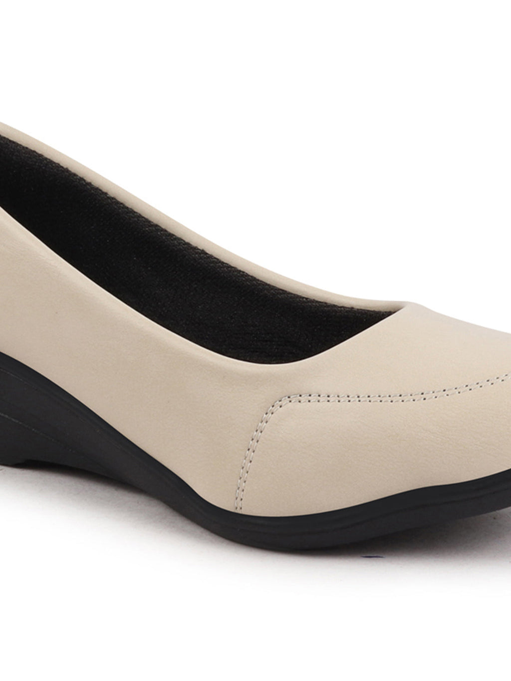 Shop Women Cream Formal Platform Wedge Heel Slip On Ballerina Shoes Online.