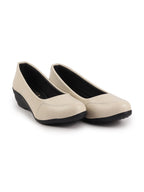 Shop Women Cream Formal Platform Wedge Heel Slip On Ballerina Shoes Online.