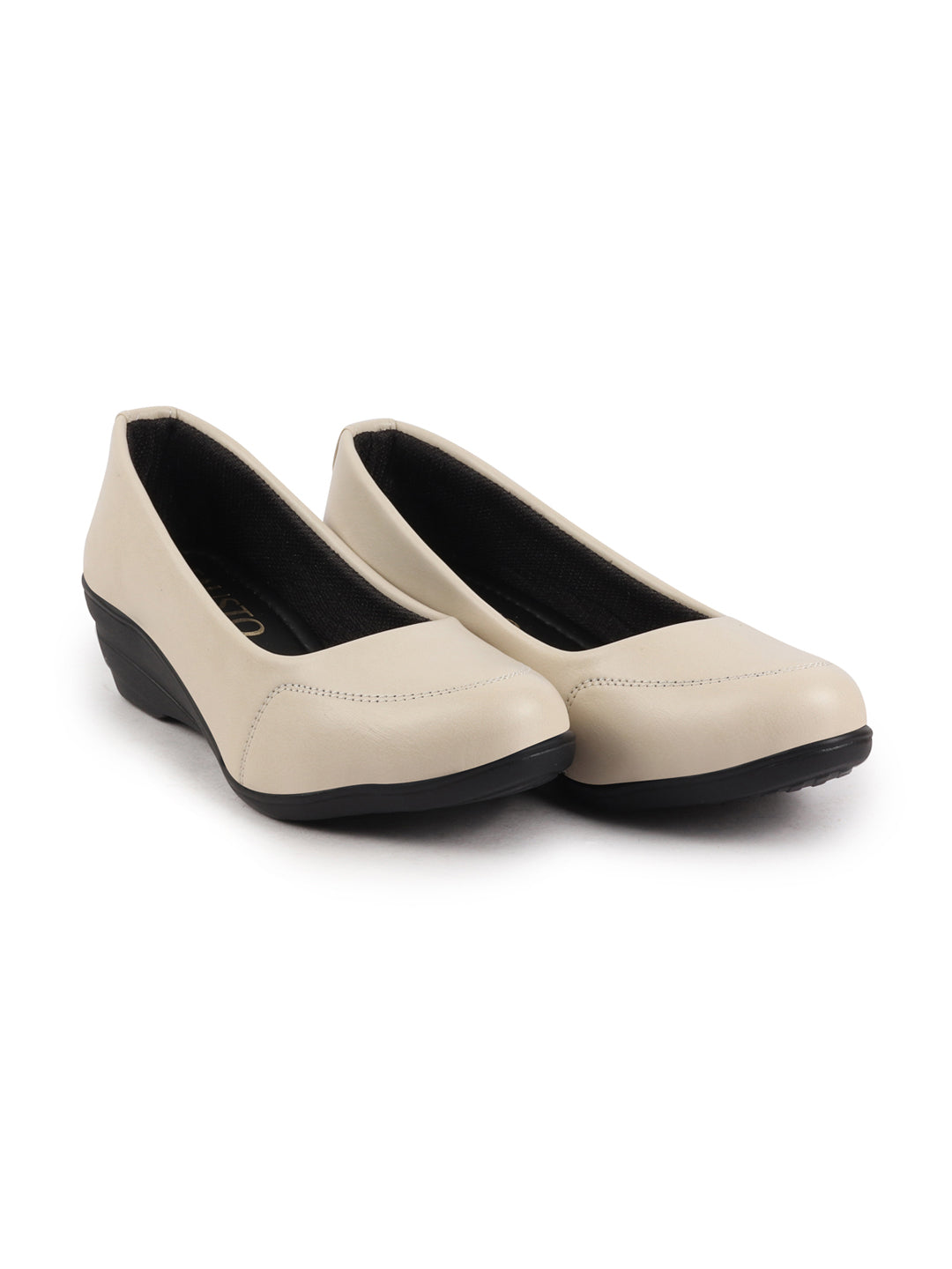Shop Women Cream Formal Platform Wedge Heel Slip On Ballerina Shoes Online.