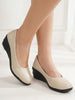 Women Cream Formal Platform Wedge Heel Slip On Ballerina Shoes