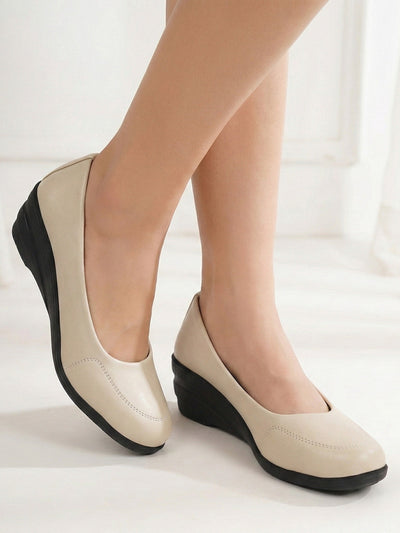 Shop Women's Grey Wedge Heel Slip On Ballerina Shoes Online