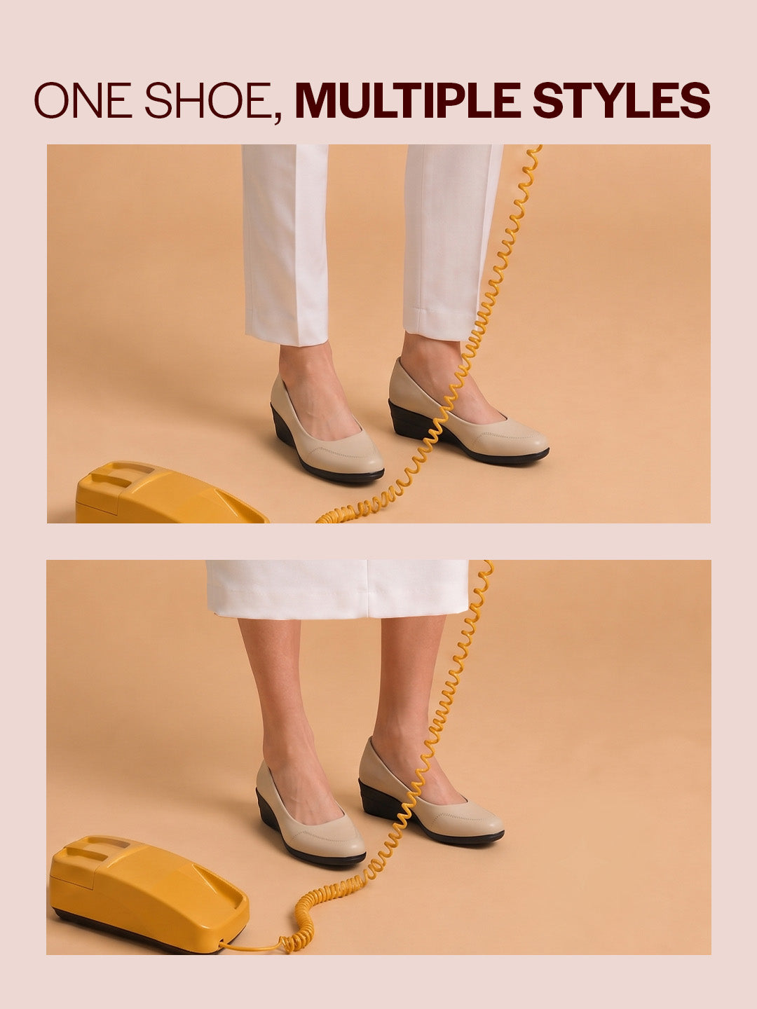 Shop Women Cream Formal Platform Wedge Heel Slip On Ballerina Shoes Online.