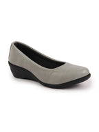 Shop Women Grey Formal Platform Wedge Heel Slip On Ballerina Shoes Online.