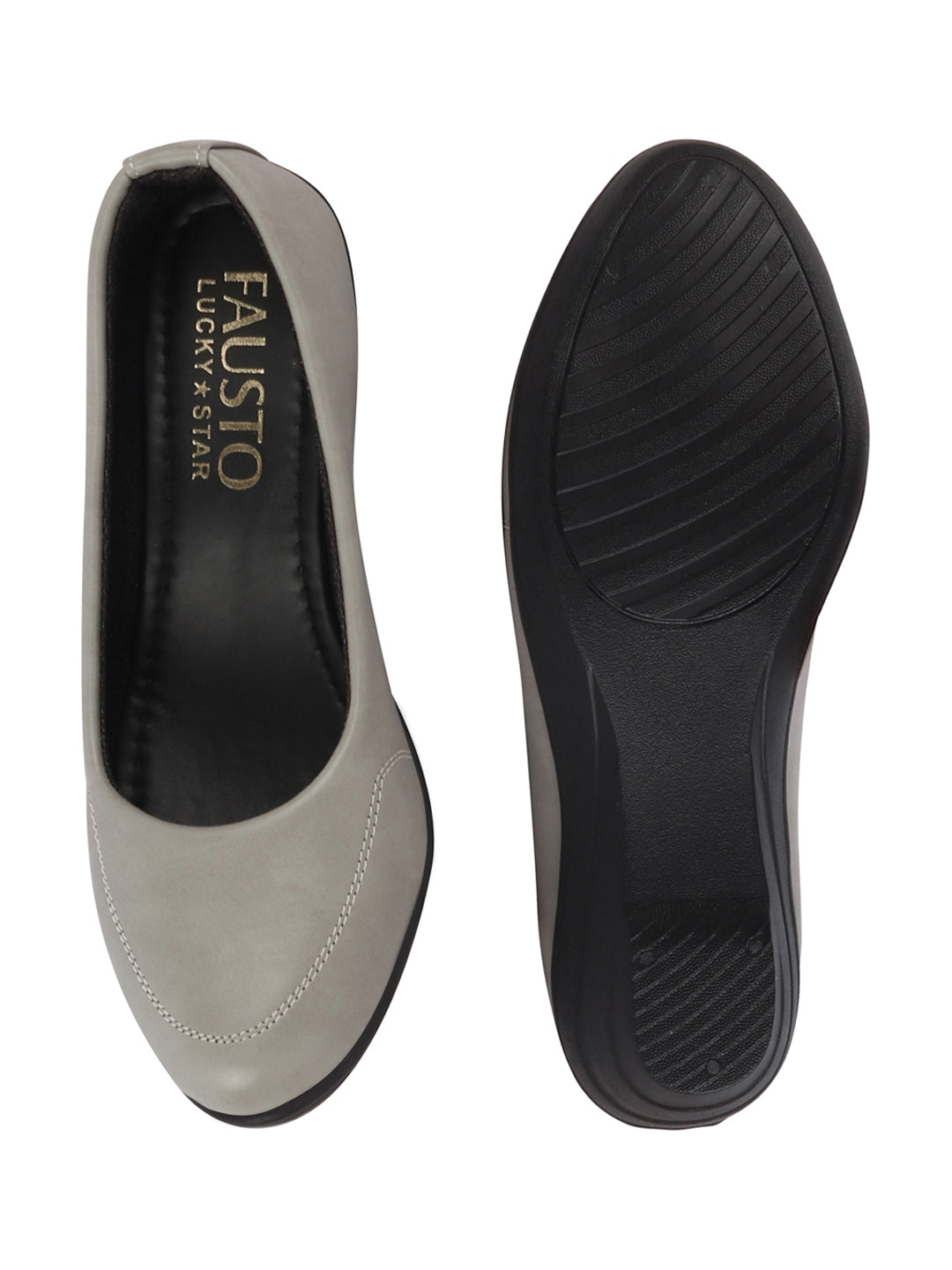 Shop Women Grey Formal Platform Wedge Heel Slip On Ballerina Shoes Online.