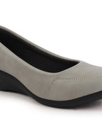 Shop Women Grey Formal Platform Wedge Heel Slip On Ballerina Shoes Online.